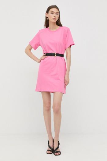 Bavlněné šaty Notes du Nord růžová barva, mini
