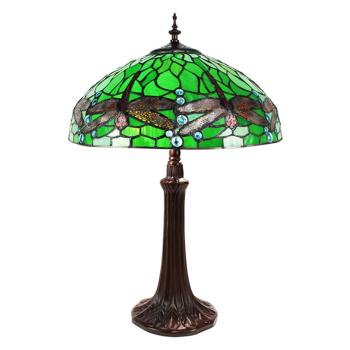 Zelená stolní lampa Tiffany s vážkami Vie green - Ø 41*57 cm E27/max 2*40W 5LL-9337GR