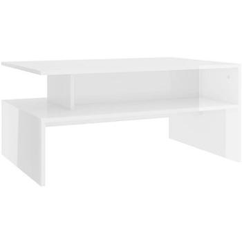 SHUMEE Konferenční stolek bílý vysoký lesk 90 × 60 × 42,5 cm dřevotříska, 803260 (803260)