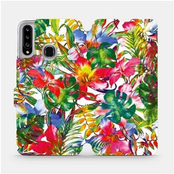Flipové pouzdro na mobil Samsung Galaxy A20S - MG07S Pestrobarevné květy a listy (5903516398300)