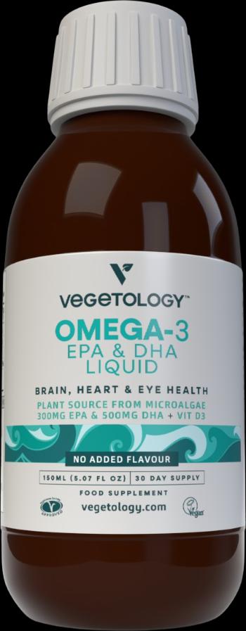 Vegetology Opti-3, Omega-3 EPA a DHA s vitaminem D3, bez příchutě 150 ml