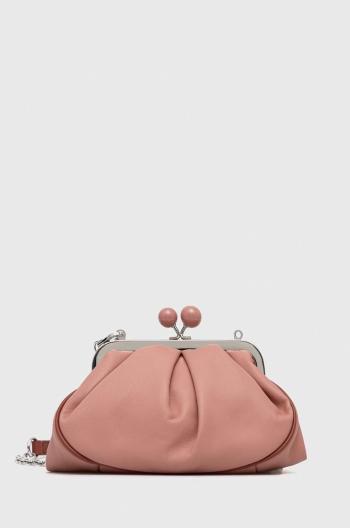 Kožená kabelka Weekend Max Mara růžová barva