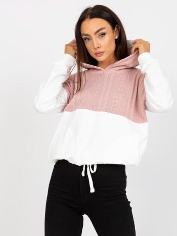 RŮŽOVO-BÍLÁ DÁMSKÁ MIKINA S KAPUCÍ RV-BL-8171.30-WHITE-PINK Velikost: S/M