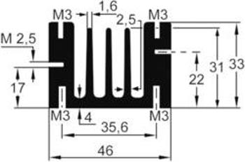 Prolisovaný chladič Assmann WSW V5583K, 90 x 46 x 33 mm, 3,2 K/W