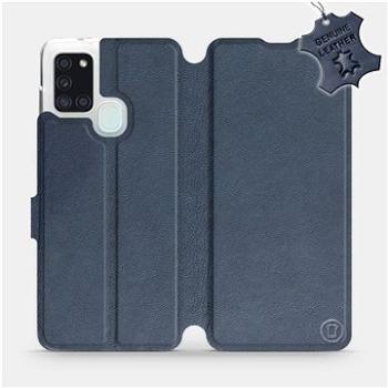 Flip pouzdro na mobil Samsung Galaxy A21S - Modré - kožené -   Blue Leather (5903516287376)