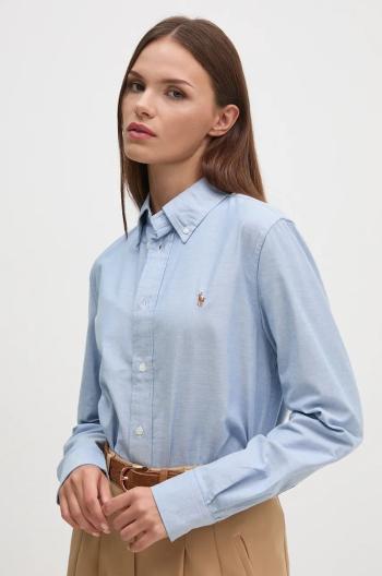 Košile Polo Ralph Lauren dámská, modrá barva, regular, s klasickým límcem, 211941520