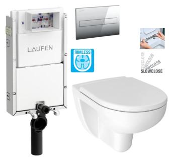 LAUFEN Podomít. systém LIS TW1 SET s chromovým tlačítkem + WC JIKA LYRA PLUS RIMLESS + SEDÁTKO DURAPLAST SLOWCLOSE H8946630000001CR LY2