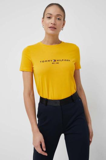Bavlněné tričko Tommy Hilfiger , žlutá barva