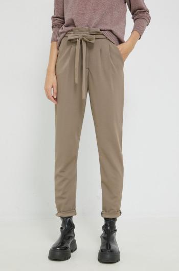 Kalhoty JDY dámské, béžová barva, jednoduché, high waist