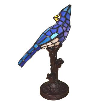 Stolní lampa Tiffany Blue Parrot - 15*12*33 cm E14/max 1*25W 5LL-6102BL