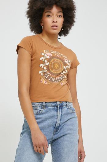 Bavlněné tričko Hollister Co. hnědá barva