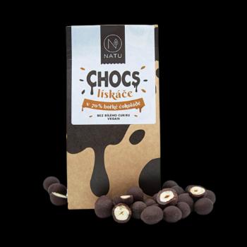Natu CHOCS Lískové ořechy v 70% hořké čokoládě 200 g