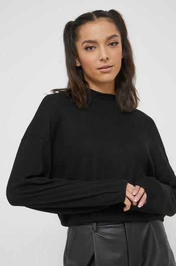 Tričko s dlouhým rukávem JDY Lucca černá barva, s pologolfem