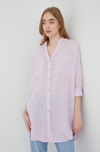 Bavlněné tričko Vero Moda fialová barva, relaxed