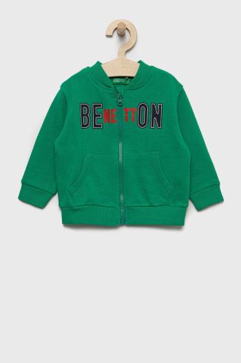 Dětská bavlněná mikina United Colors of Benetton zelená barva, s potiskem