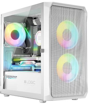 LOGIC PC skříň Portos ARGB MINI 1x USB 3.0, 2x USB 2.0 + audio, bílá, bez zdroje