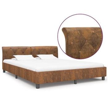 Rám postele hnědý umělá broušená kůže 180 x 200 cm (284893)