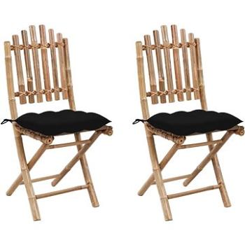 Skládací zahradní židle s poduškami 2 ks bambus, 3064009 (3064009)