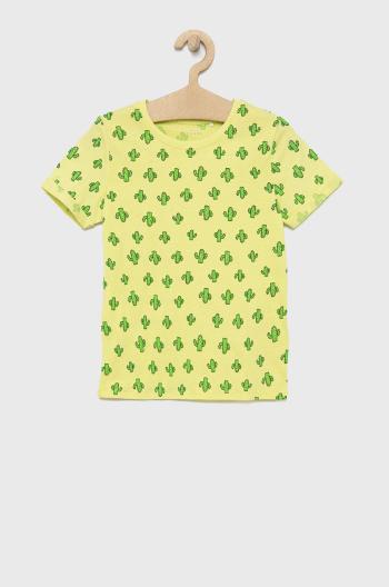 Dětské bavlněné tričko Name it zelená barva, vzorovaný