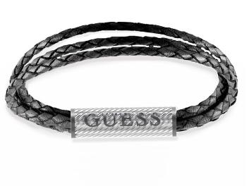 Guess Moderní náramek z pravé černé kůže Bond Street JUMB03033JWSTBK 23 cm - L