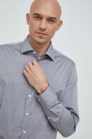 Bavlněné tričko Seidensticker šedá barva, slim, s klasickým límcem