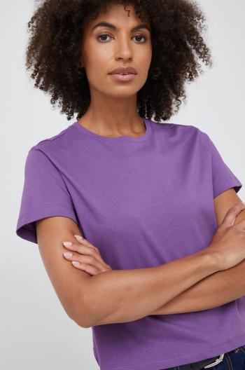 Bavlněné tričko Sisley fialová barva