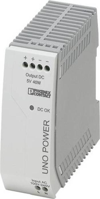 Síťový zdroj na DIN lištu Phoenix Contact UNO-PS/1AC/ 5DC/ 40W, 1 x, 5 V/DC, 8 A, 25 W