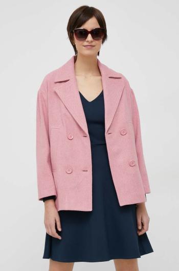 Kabát se směsi vlny Sisley Růžová barva, přechodný, dvouřadový