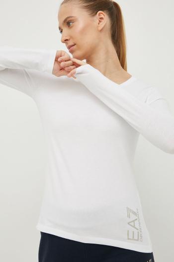 Tričko s dlouhým rukávem EA7 Emporio Armani bílá barva