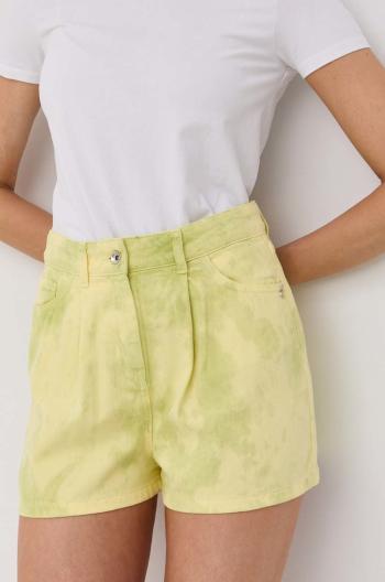 Džínové šortky Patrizia Pepe dámské, zelená barva, vzorované, high waist
