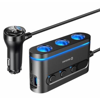 Roztrojka autozapalovače + 2x USB-C + 1x USB