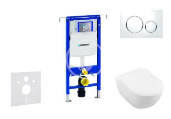 GEBERIT Duofix Modul pro závěsné WC s tlačítkem Sigma20, bílá/lesklý chrom + Villeroy Boch WC a sedátko, DirectFlush, SoftClose, CeramicPlus 111.355.00.5 NI4