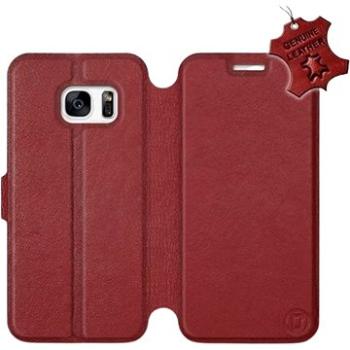 Flip pouzdro na mobil Samsung Galaxy S7 - Tmavě červené - kožené -   Dark Red Leather (5903226518005)