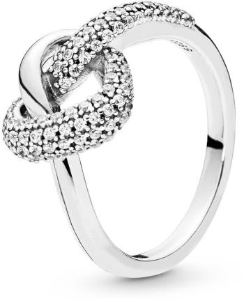 Pandora Stříbrný prsten Propletené srdce 198086CZ 60 mm