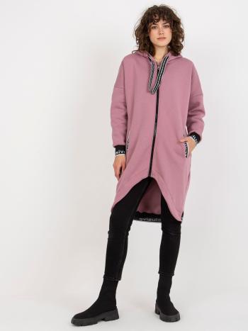 RŮŽOVÁ DLOUHÁ MIKINA NA ZIP -RV-BL-6832.10-PINK Velikost: S/M