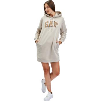 GAP HOODIE DRESS Dámské mikinové šaty, béžová, velikost