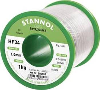 Bezolovnatý pájecí cín Stannol HF34 1,6% 1,0MM FLOWTIN TC CD 1000G, cívka, bez olova, 1000 g, 1 mm