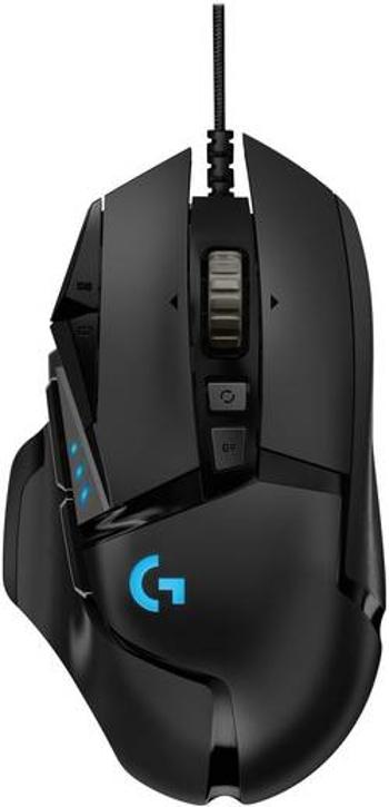 Optická herní myš Logitech G502 Hero 910-005471, s podsvícením, integrovaná profilová paměť, úprava hmotnosti, černá