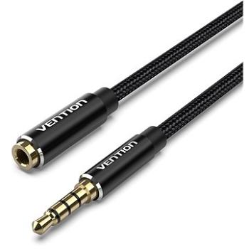Vention Cotton Braided TRRS 3.5mm Male to 3.5mm Female Audio Extension 2m Black Aluminum Alloy Type (BHCBH)