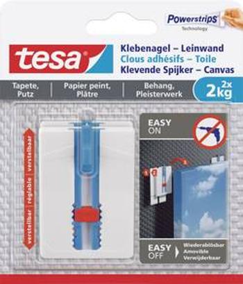 Tesa® lepicí hřebíky promítací plátno s motorkem,nastavitelný, tapety&omítka, 2x2kg bílá tesa Množství: 2 ks