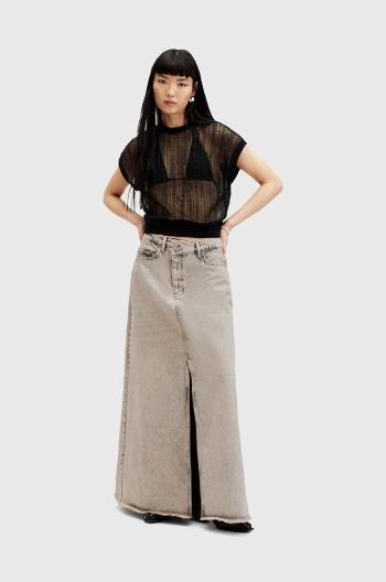 Bavlněná džínová sukně AllSaints NOIR MAXI SKIRT béžová barva, maxi, W045RA