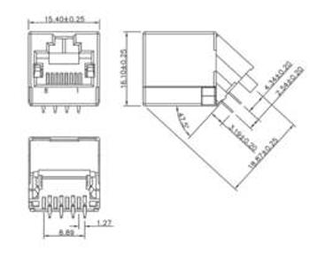 Zásuvka, vestavná encitech 3257-0004-02, RJ45 RJJU-88-142-E7A-025, černá, 1 ks