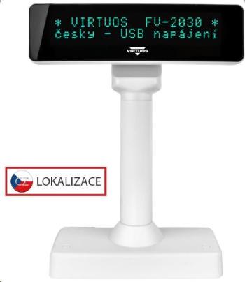 Virtuos VFD zákaznický displej Virtuos FV-2030W 2x20 9mm, USB, bílý