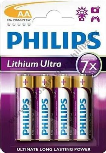 PHILIPS Lithium Ultra baterie AA 1, 5V FR6LB4A/10 (Blistr 4ks)