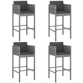 Barové stoličky 4 ks s poduškami šedé polyratan, 316661 (316661)