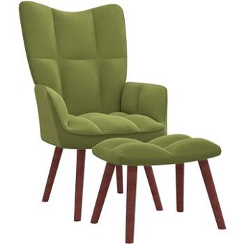 Relaxační křeslo se stoličkou světle zelené samet, 328065 (328065)