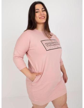 Dámské šaty s aplikací plus size LYN růžové  