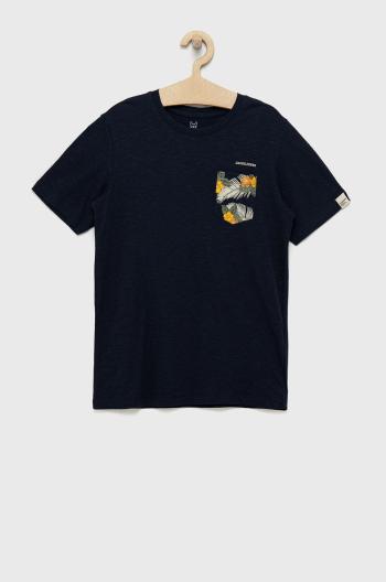 Dětské bavlněné tričko Jack & Jones tmavomodrá barva