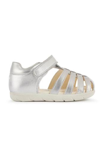 Dětské kožené sandály Geox stříbrná barva