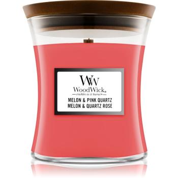 Woodwick Melon & Pink Quarz vonná svíčka s dřevěným knotem 275 g